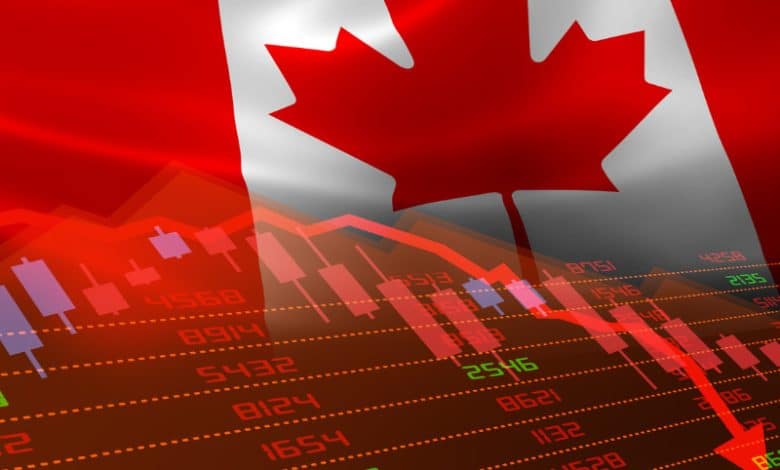 canadian flag and economic downturn with stock exchange market indicators in red.jpg s1024x1024wisk20cDmDr5FtKmR3d ytdPGp 6merCzMCRVoK9ruw9BZgBAo