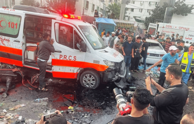 مجزرة مشفى الشفاء الطبي في مدينة غزة